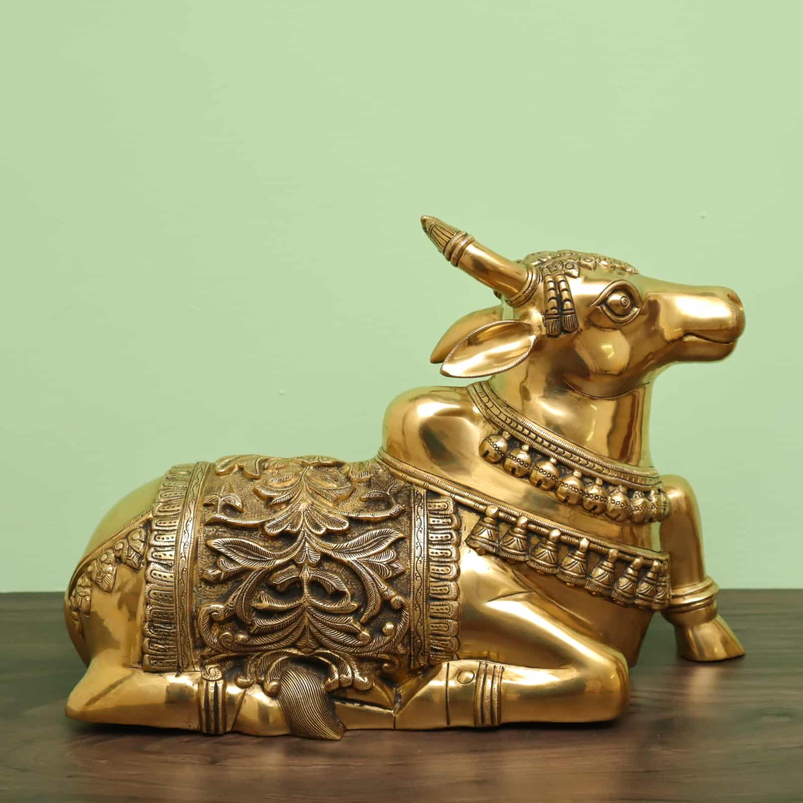 Brass Handmade Nandi Idol - 21 inch Length | Sacred Bull Statue