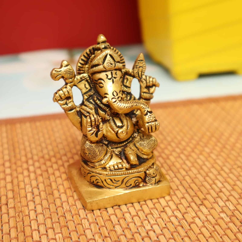 Divine Ganesh Idol in Brass - 3 inch Height