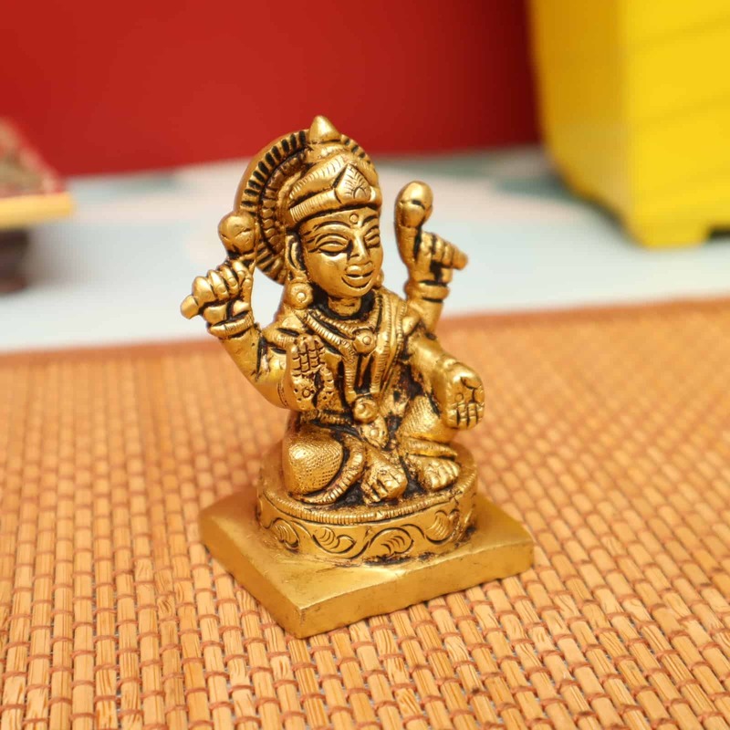 Divine Lakshmi Idol in Brass - 3 inch Height