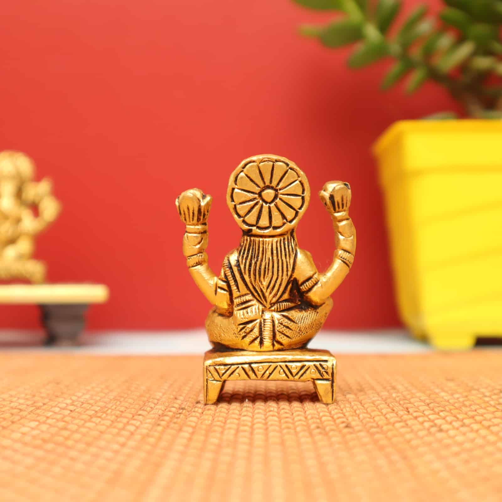 Small Lakshmi Devi Idol sitting on Sinhasan in Brass - 2.7 inch Height