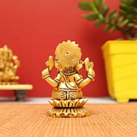 Auspicious Ganesh Idol sitting on Lotus in Brass - 3 inch Height