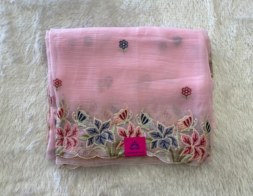 Lydia - The Chiffon Saree in Floral Embroidery SWS82