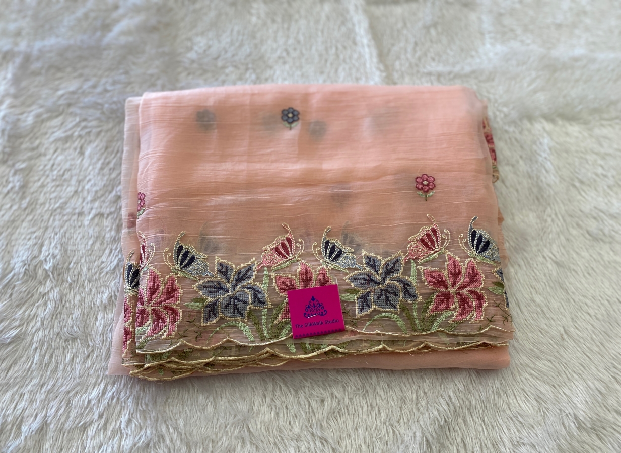 Lydia - The Chiffon Saree in Floral Embroidery SWS82