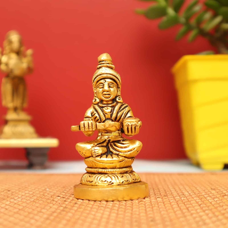 Devi Annapoorna The Goddess of Food and Nourishment In Brass - 3.2 inch Height