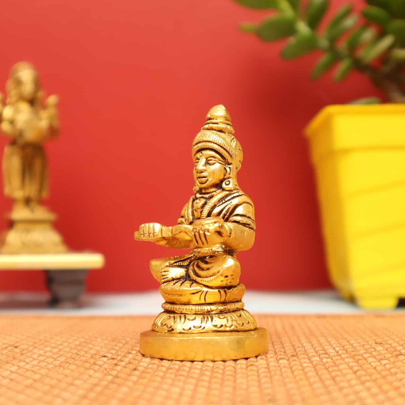 Devi Annapoorna The Goddess of Food and Nourishment In Brass - 3.2 inch Height