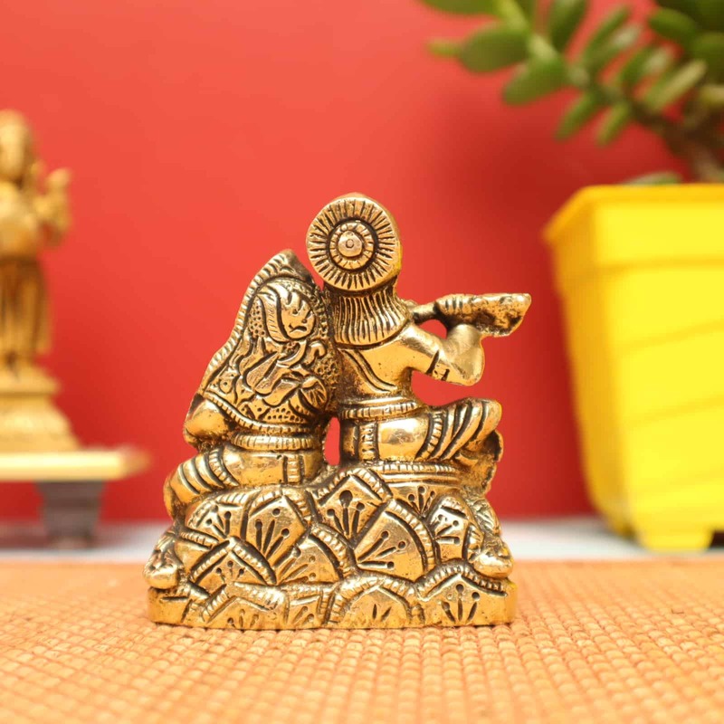 Small Radha Krishna Statue In Brass Divine Beauty - 3.2 inch Height
