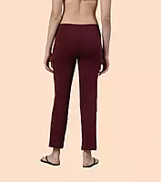 Enamor Essentials Womens E014-Mid Rise Slim Fit Basic Straight Leg Lounge Pants