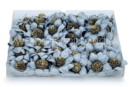 Slate Grey Flowers with Glitter Pine