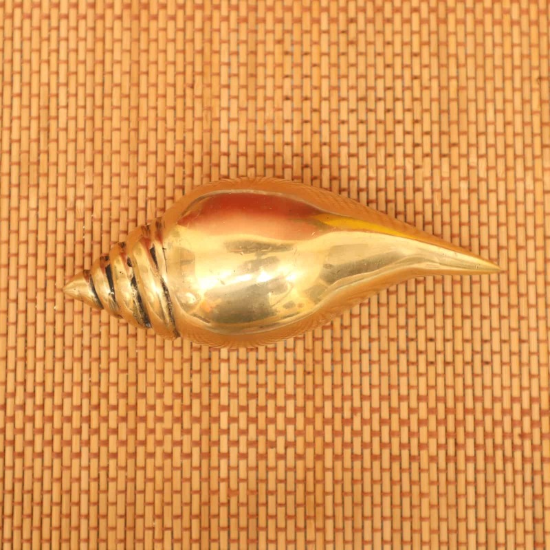 Plain Conch in Brass / Sacred Shankh for Spiritual Purposes - 5.8 inch Leght