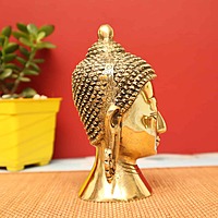 Lord Buddha Head In Brass with Round Base - 7 inch Height