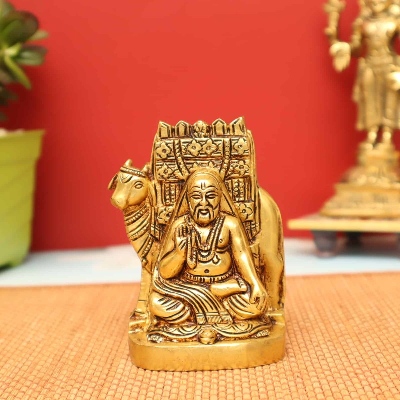 Shri Guru Raghavedra Maharaj Swami In Brass | Handmade - 4.5 inch Height