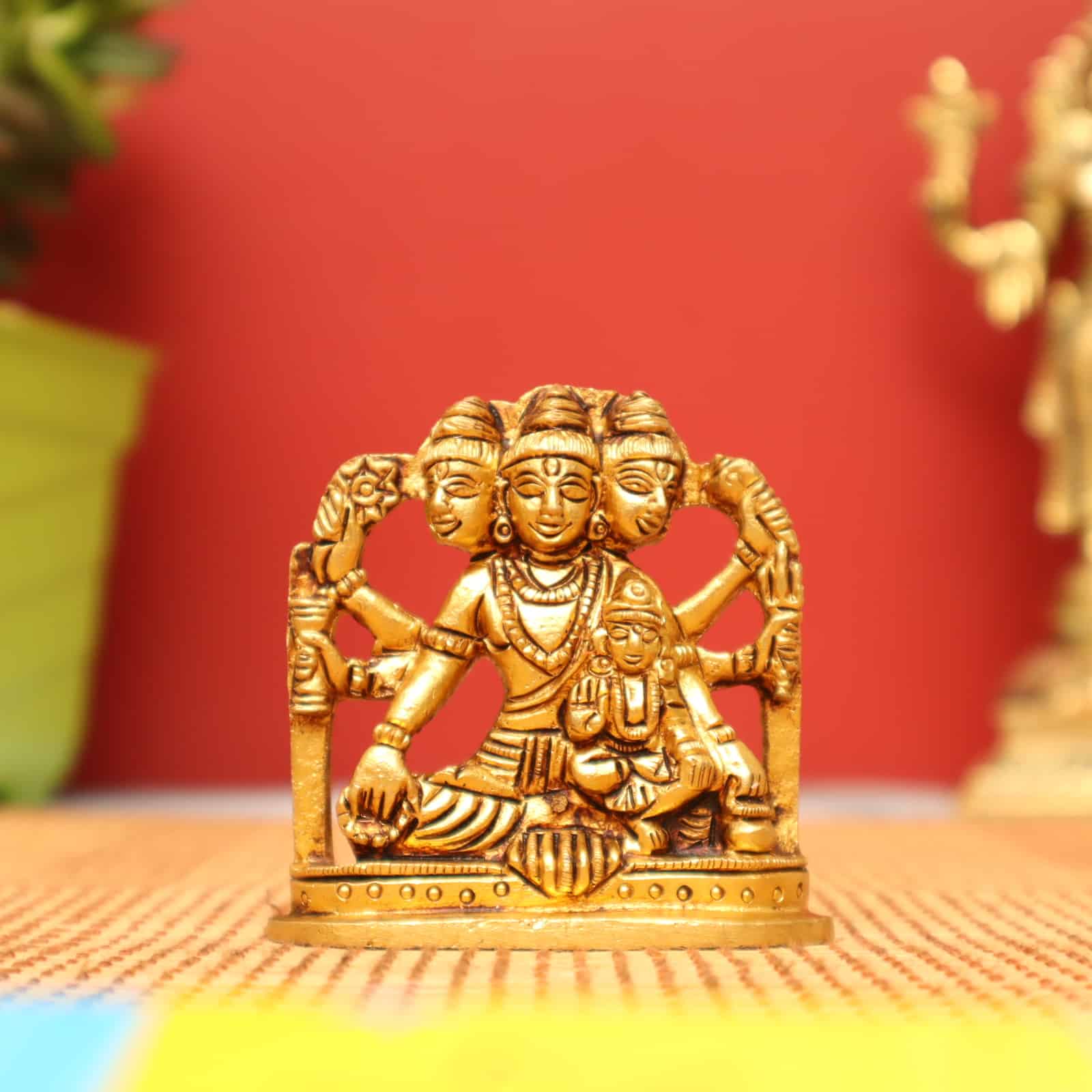 The Holy Saint Dattatreya In Brass - 2.5 inch Height