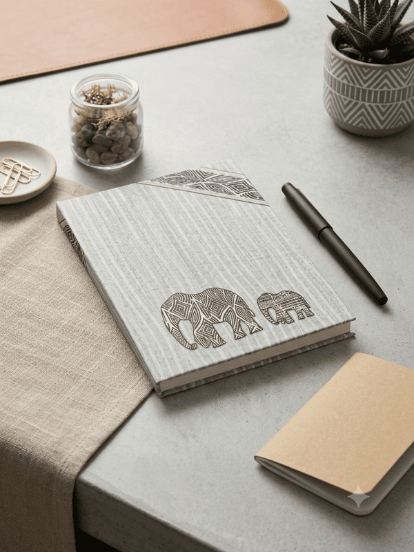 BLUE ELE HARDBOUND NOTEBOOK