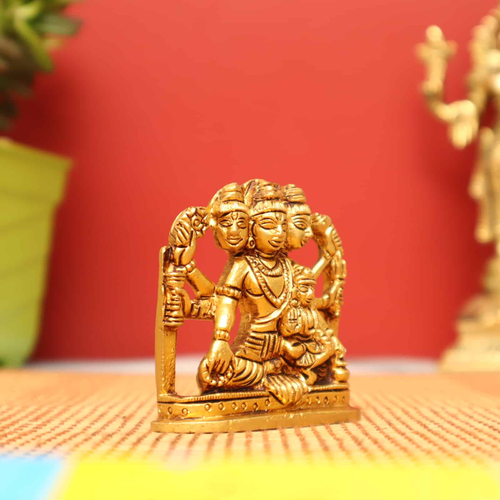The Holy Saint Dattatreya In Brass - 2.5 inch Height