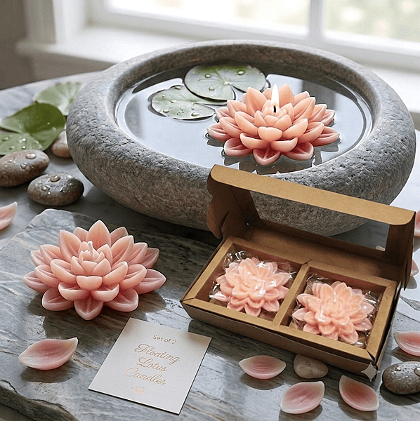 MATIN LOTUS SHADED PINK CANDLE