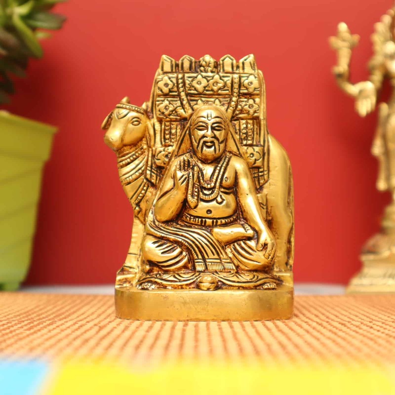 Shri Guru Raghavedra Maharaj Swami In Brass | Handmade - 4.5 inch Height