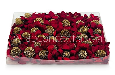Maroon Flowers with Glitter Pine
