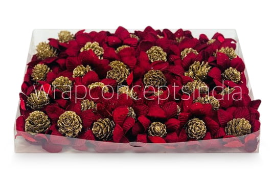 Maroon Flowers with Glitter Pine