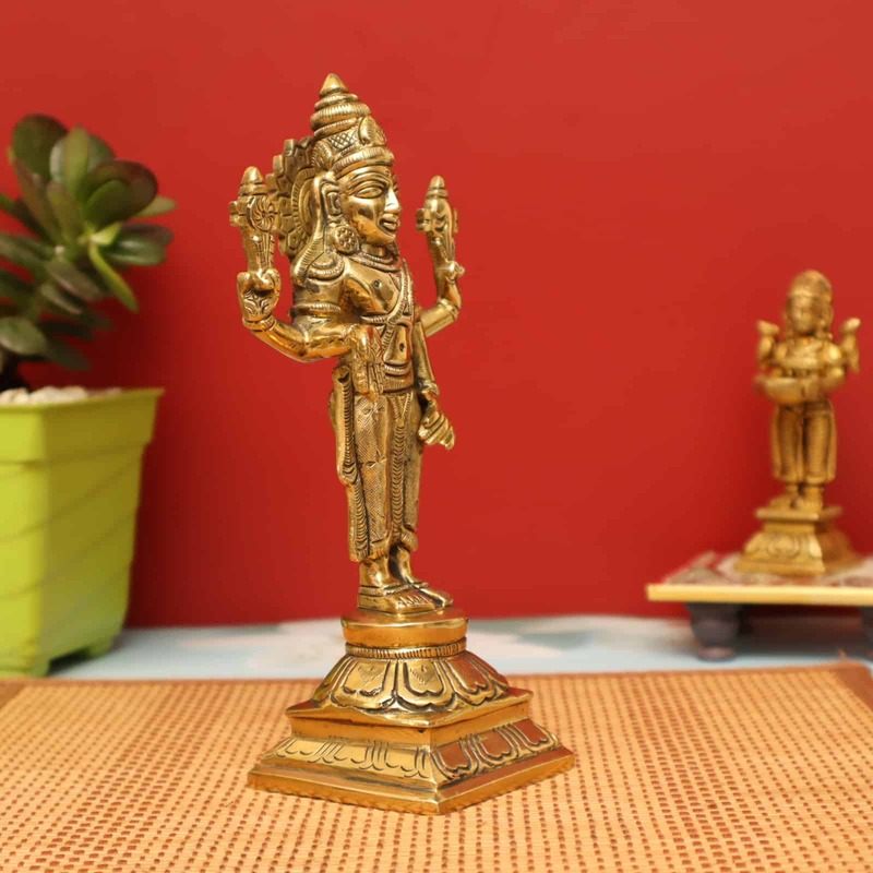 Brass Tirupati Balaji | Venkateshwara Idol - 7.6 inch Height | Divine Lord Vishnu Avatar
