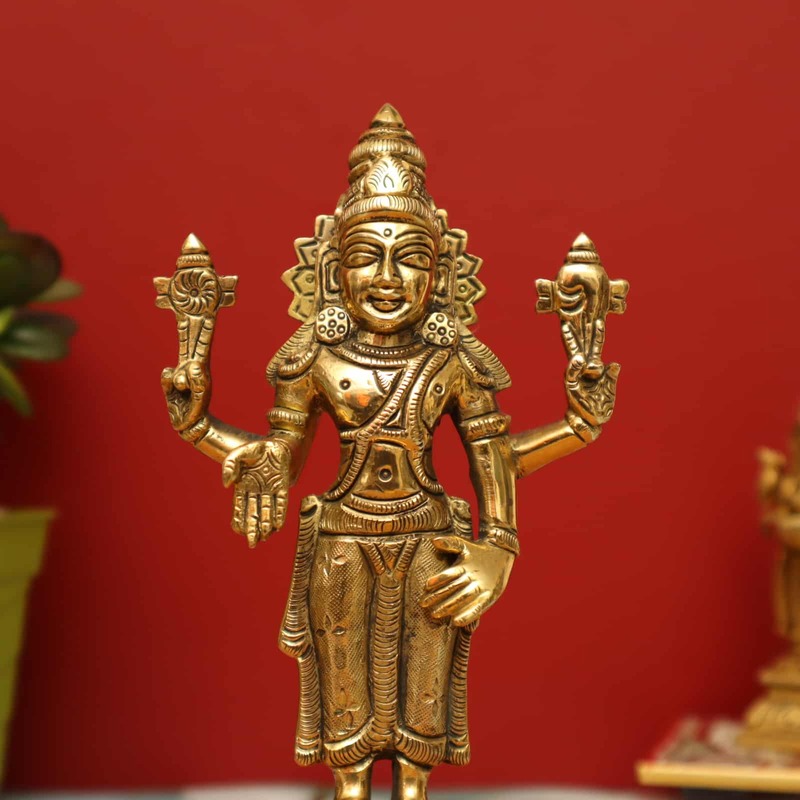 Brass Tirupati Balaji | Venkateshwara Idol - 7.6 inch Height | Divine Lord Vishnu Avatar