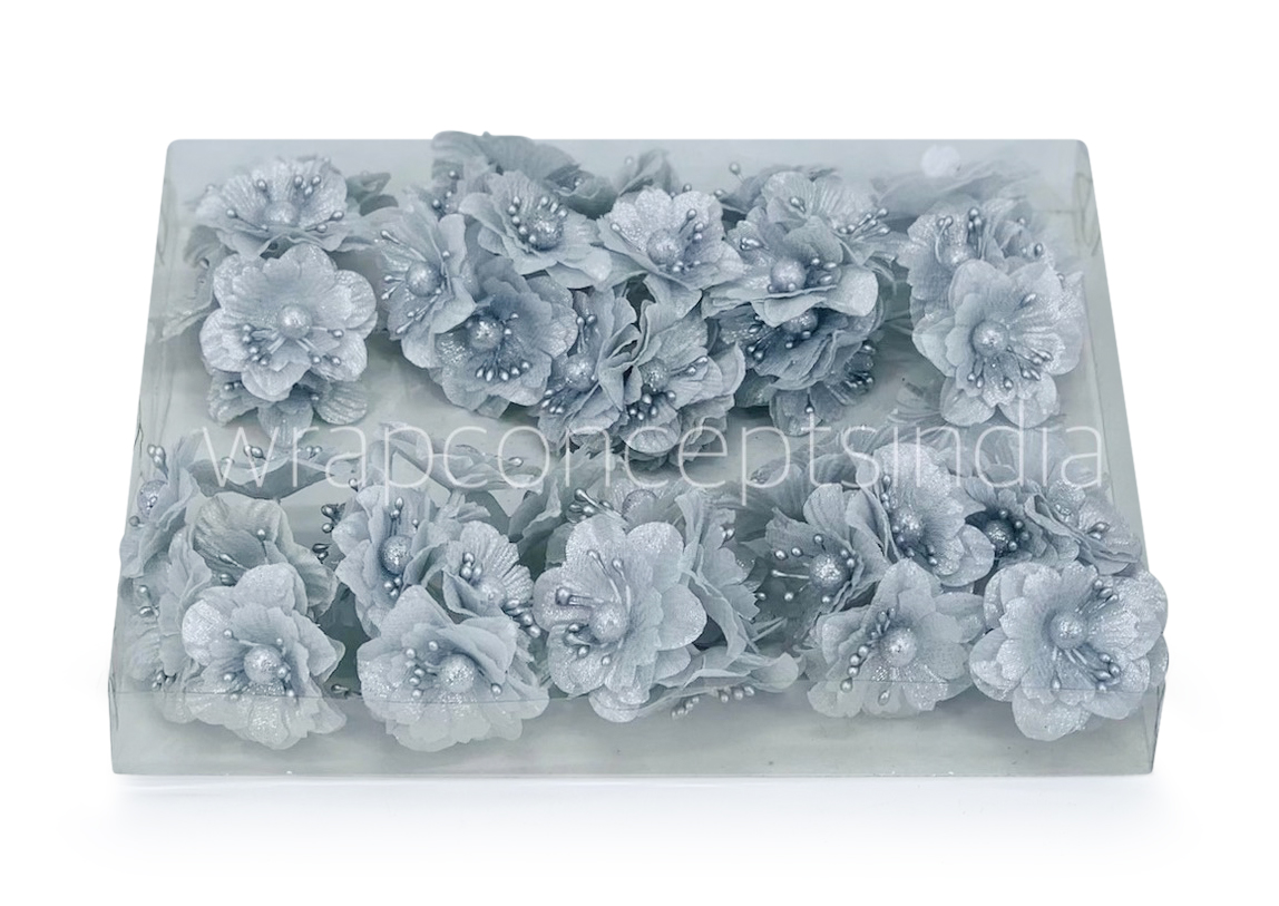 Silver Flowers on stick with ball & pollen