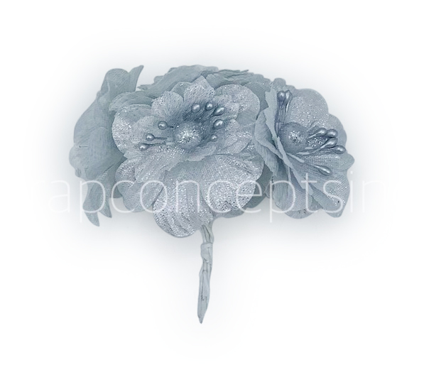 Silver Flowers on stick with ball & pollen