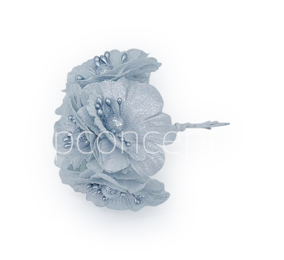 Silver Flowers on stick with ball & pollen