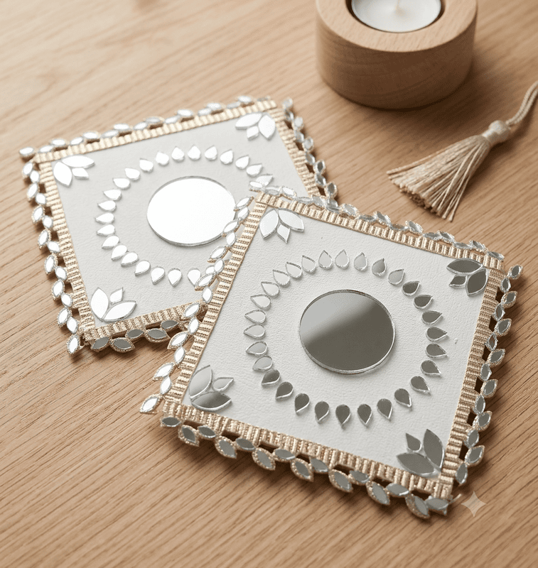 SET OF 2 DECO MIRROR COASTERS