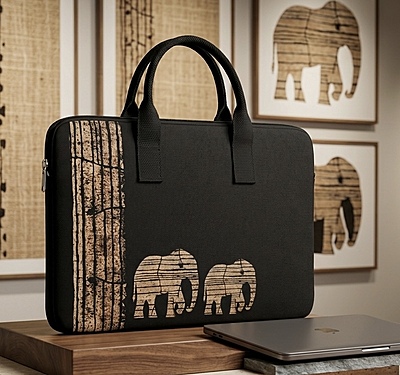 BLACK & BEIGE LAPTOP BAG