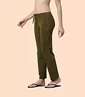 Enamor Essentials Womens E014-Mid Rise Slim Fit Basic Straight Leg Lounge Pants