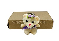 Small Teddy With Dress & Bow - Red/Pink