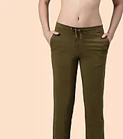 Enamor Essentials Womens E014-Mid Rise Slim Fit Basic Straight Leg Lounge Pants