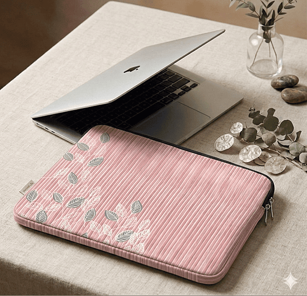 LEAF PINK STRIPE LAPTOP SLEEVE