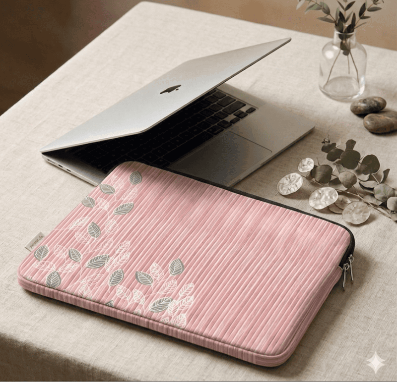 LEAF PINK STRIPE LAPTOP SLEEVE