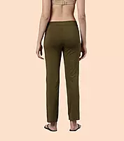 Enamor Essentials Womens E014-Mid Rise Slim Fit Basic Straight Leg Lounge Pants