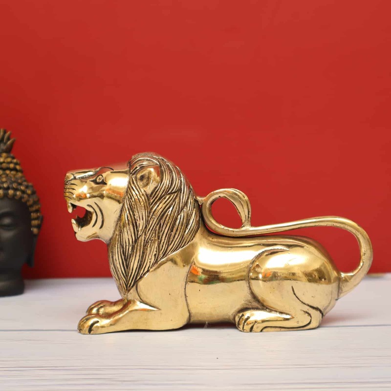 Brass Roaring sitting lion