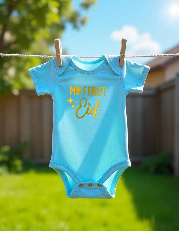 My First Eid Baby Romper - Light Blue