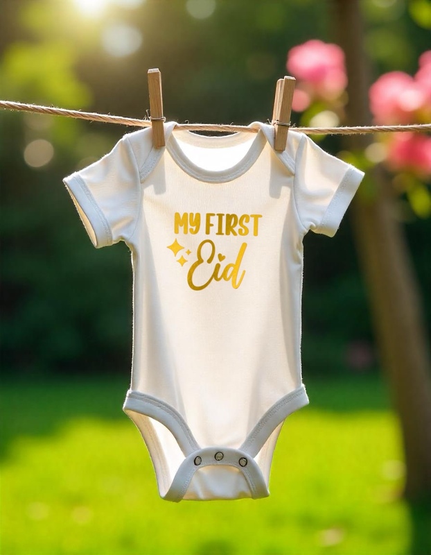 My First Eid Baby Romper - White