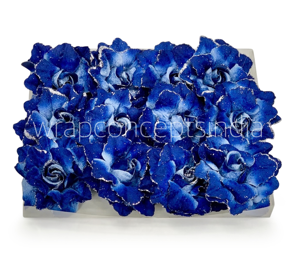 Indigo Blue with Glittered Petals