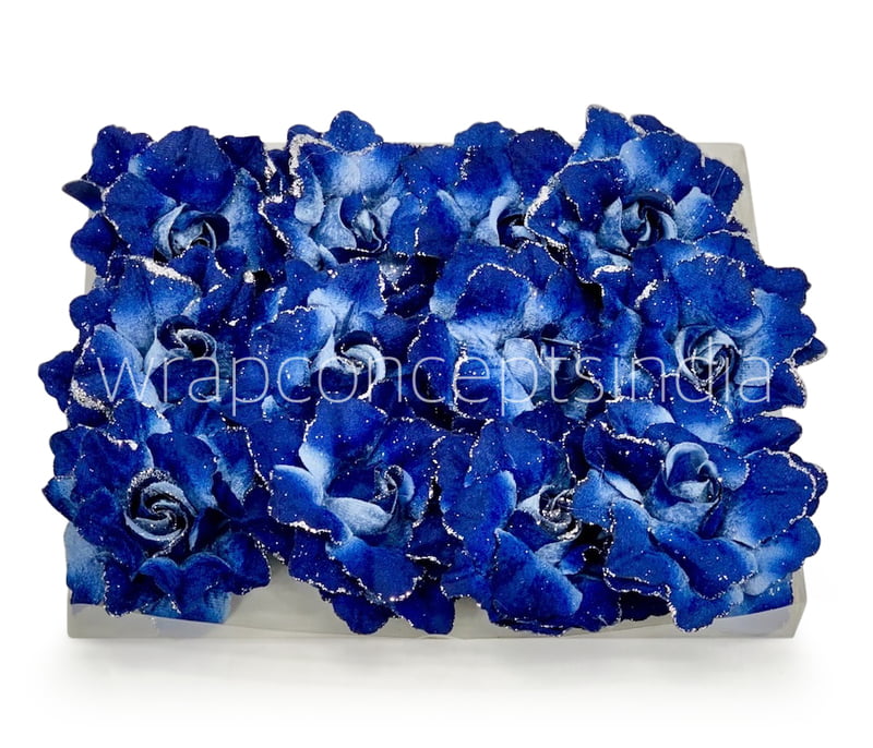 Indigo Blue with Glittered Petals