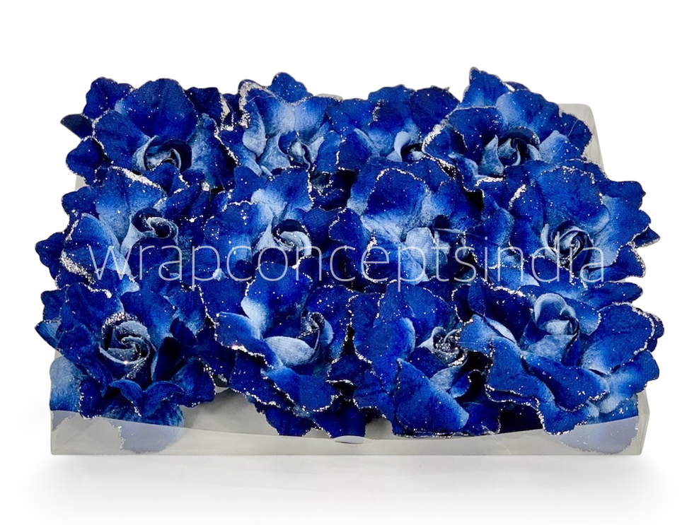 Indigo Blue with Glittered Petals