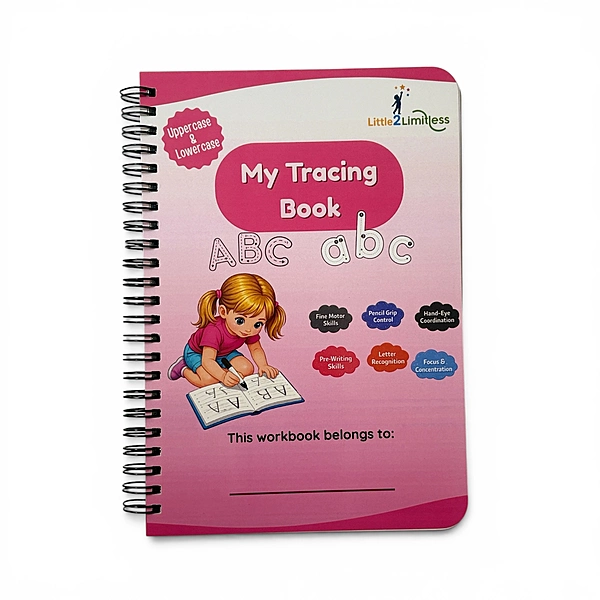 Lines, Curves & Alphabet Tracing Book — A5 — Wiro Bound — Free Mini Sketch Pen