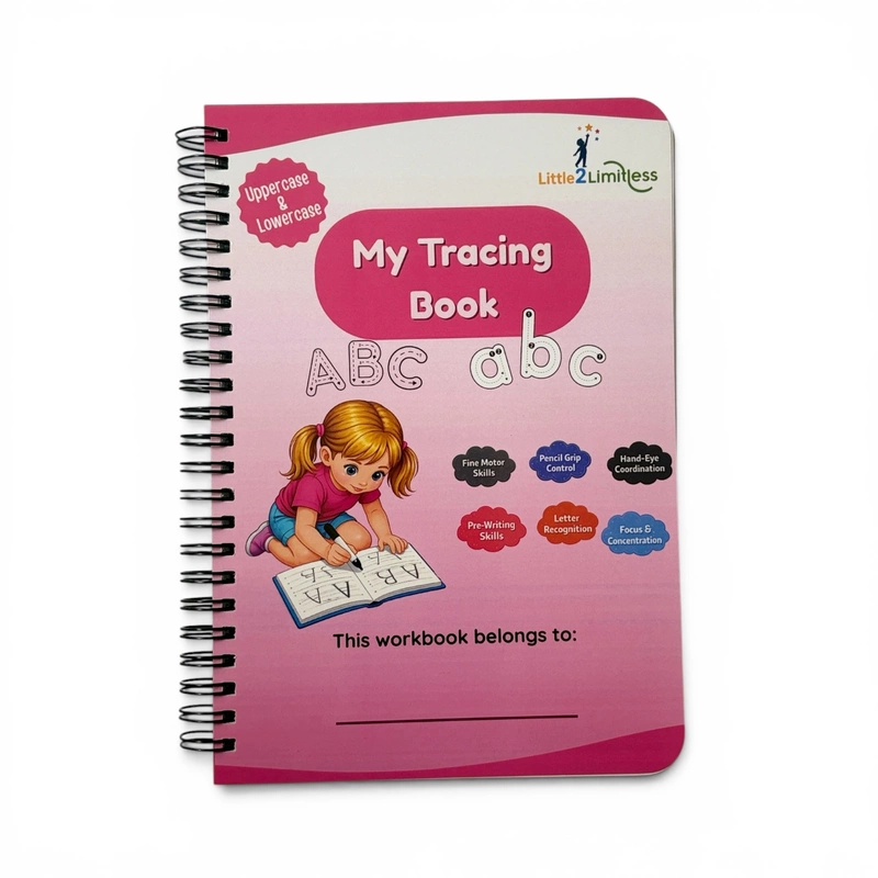 Lines, Curves & Alphabet Tracing Book — A5 — Wiro Bound — Free Mini Sketch Pen