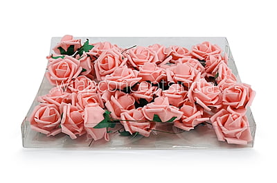 Small Peach Foam Rose on stick