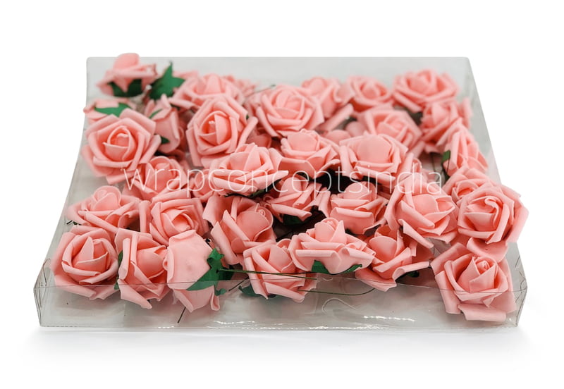 Small Peach Foam Rose on stick