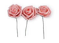 Small Peach Foam Rose on stick