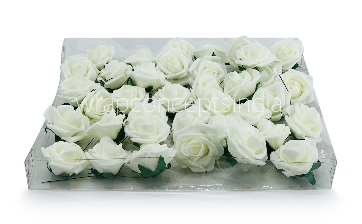 Small Ivory Foam Rose on stick