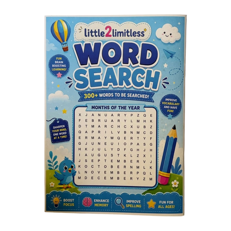 Word Search Activity Book for Kids — A5 Size - 300+ Words
