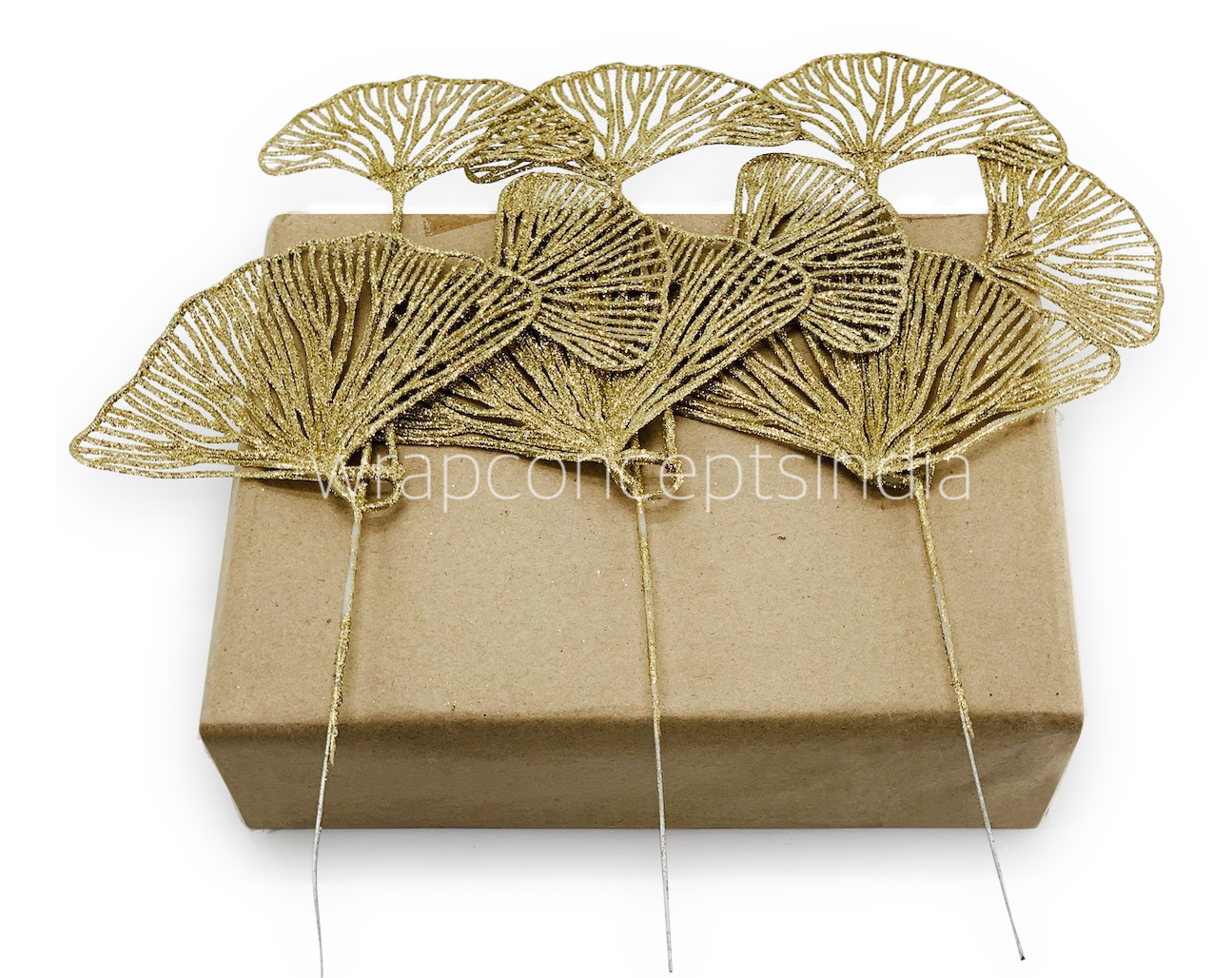 Ginkgo Glitter leaf on Stick