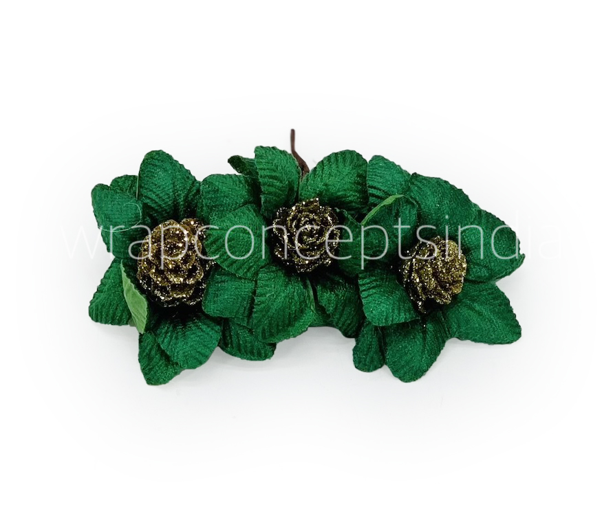 Emerald Green Flowers with Glitter Pine